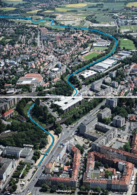 Bayreuth - Stadt am Fluss - Der Rote Main aus der Luft