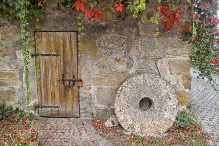 Holztür an der Mühle Altenplos